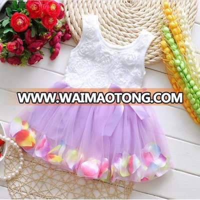 BS026044 2017 Summer New Cotton Baby Infant Fairy Tale Petals Colorful Dress Chiffon Princess Newborn Baby Dresses Gift