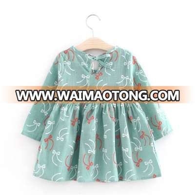 Cute Floral Printed Baby Girls Dresses Spring Autumn Long Sleeve Bow Princess Dress Casual Costume Kids Clothes Tutu Vestidos