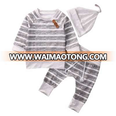 2017 Baby Clothing Sets Autumn Baby Boys Clothes Infant Baby Striped Tops T-shirt+Pants Leggings 3pcs Outfits Set