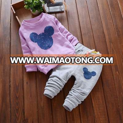 Baby Girl Clothes 2017 Autumn Baby Clothing Sets Cartoon Printing Sweatshirts+Casual Pants 2Pcs for Baby Clothes